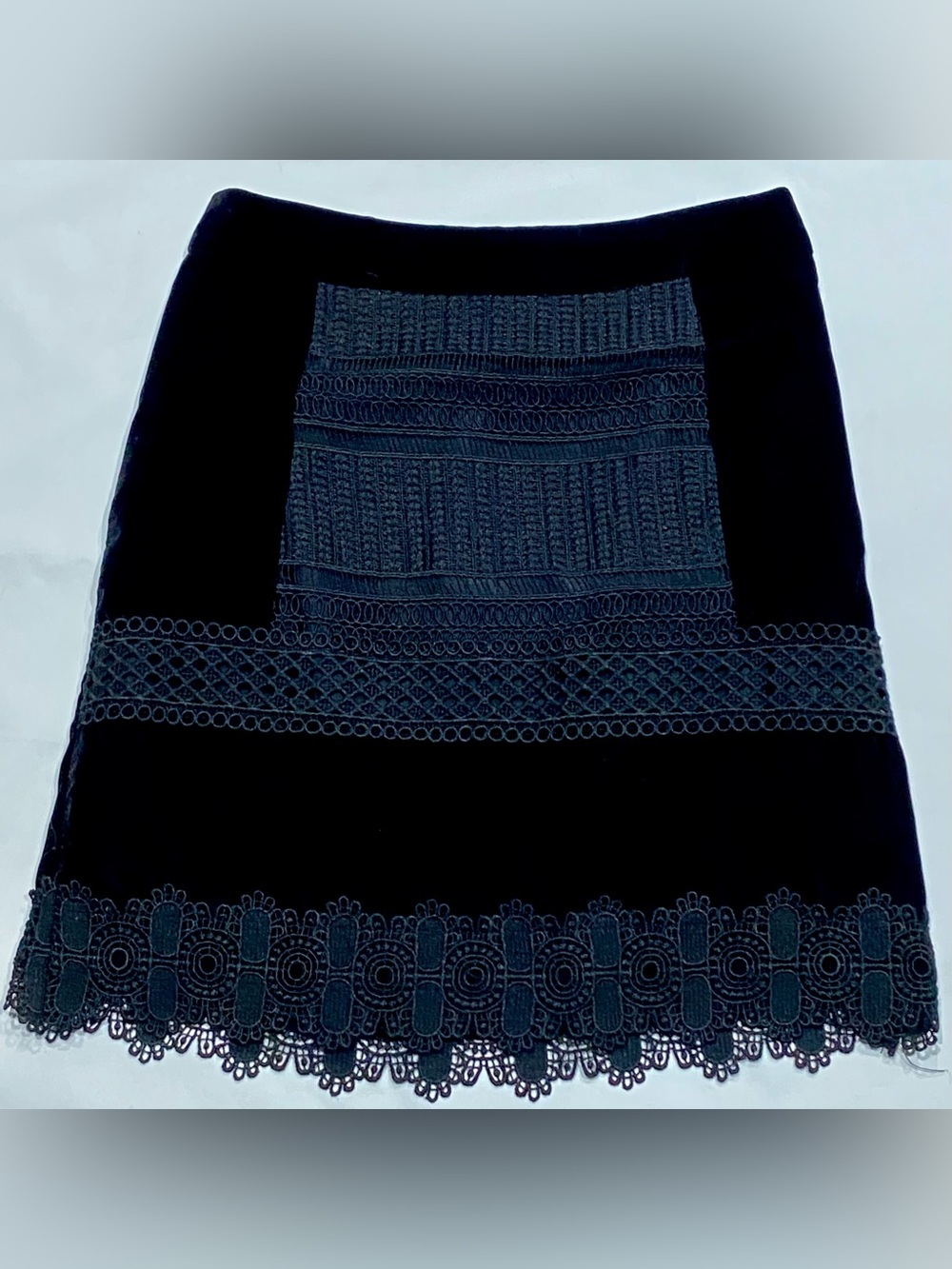 Topshop Women’s Black Velour and Decorative Lace Mini Skirt Whimsigoth  Size 2